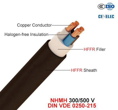  Nhmh, fil électrique, 300/500 V, Cu/HF/Hffr/Hffr (DIN VDE 0250-215)