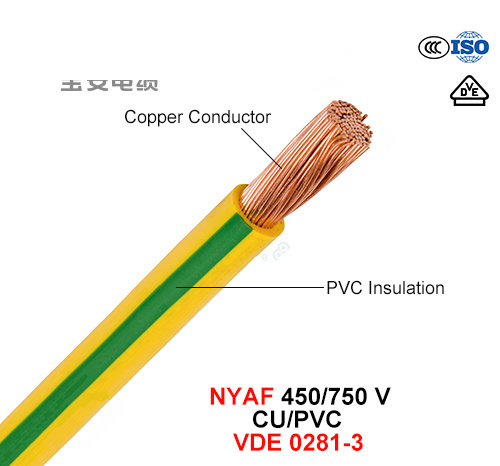  Nyaf, Elektrische Draad, 450/750 V, Klasse 5 Cu/PVC (VDE 0281-3)