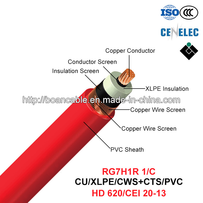  Rg7h1r, MV Cable de alimentación, XLPE/Cu/CWS+cts/PVC (HD 620/CEI 20-13)