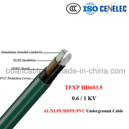  Tfxp, Al/XLPE/Hpde/PVC, cavo sotterraneo, 0.6/1kv, HD 603.5m