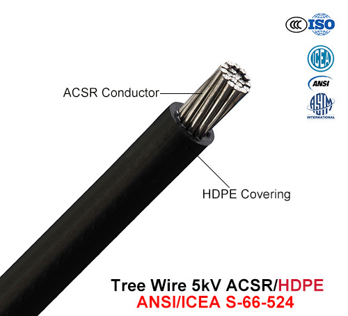  Fil de l'arbre, Antenne Câble, 5 KV, ACSR/PEHD (ANSI/l'ICEA S-66-524)