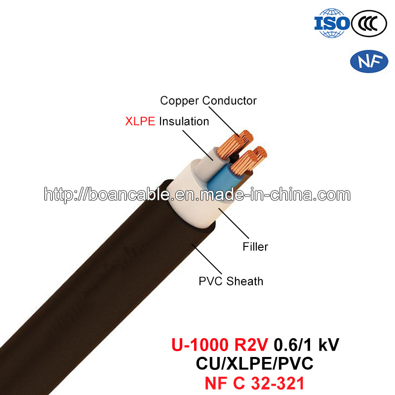  U-1000 R2V, câble d'alimentation, 0.6/1 Kv, Cu/XLPE/PVC (NF C 32-321)