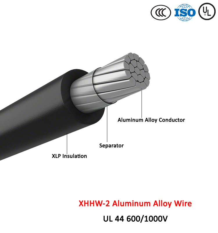  Xhhw-2, alliage en aluminium/câble isolé Xlp,; 600/1000UL 44 V