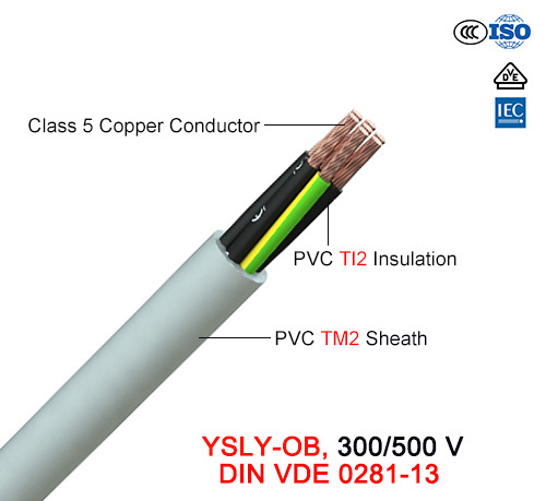  Câble de commande de Ysly-Ob, 300/500 V, souple Cu/PVC/PVC (VDE 0281-13)