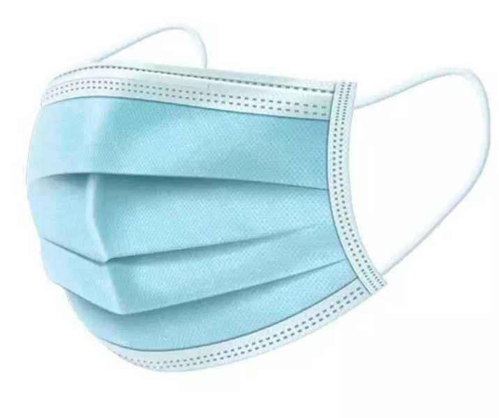 
                                 Plisada Earloop azul 3 capas de máscara quirúrgica desechable en el Procedimiento Médico                            