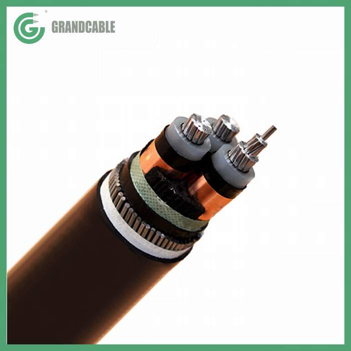 
                                 15kV 3 Core 120 mm2 Aluminimum conducteurs isolés en polyéthylène réticulé Câble d'alimentation du fil en acier blindé Blindé SWA                            