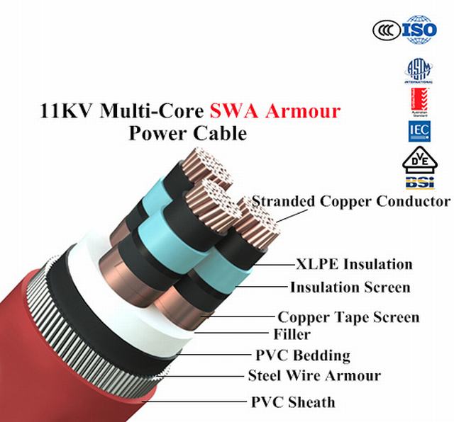 
                                 11kv Multi-Core armadura Swa Cable de cobre del cable de alimentación                            