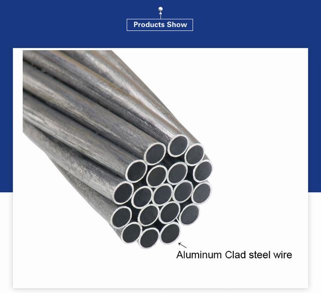 
                                 La norme ASTM 19NO8AWG Alumoweld câble conducteur en acier à revêtement aluminium (ACS conducteur)                            