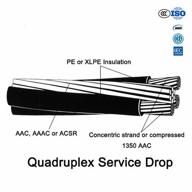 
                                 Aluminium XLPE-Isoliertes Quadruplex Service Drop ABC-Netzkabel                            