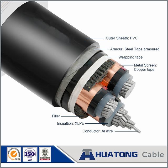 
                                 La moyenne tension du fil en acier avec isolation PVC Câble d'alimentation blindés                            