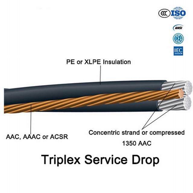 
                                 Service-Drop-Kabel Aluminium, XLPE Triplex-Kabel mit XLPE-Isolierung                            