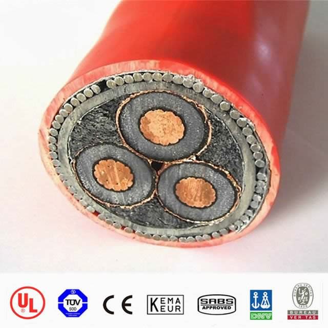  Mv Cable, aislado de 15 Kv XLPE 3 X 185 mm cinta de Conductor de cobre de 3 núcleos Cable blindado