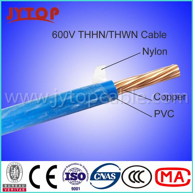  600V Thhn fil, veste en Nylon de cuivre sur le fil électrique Thwn-2 MTW