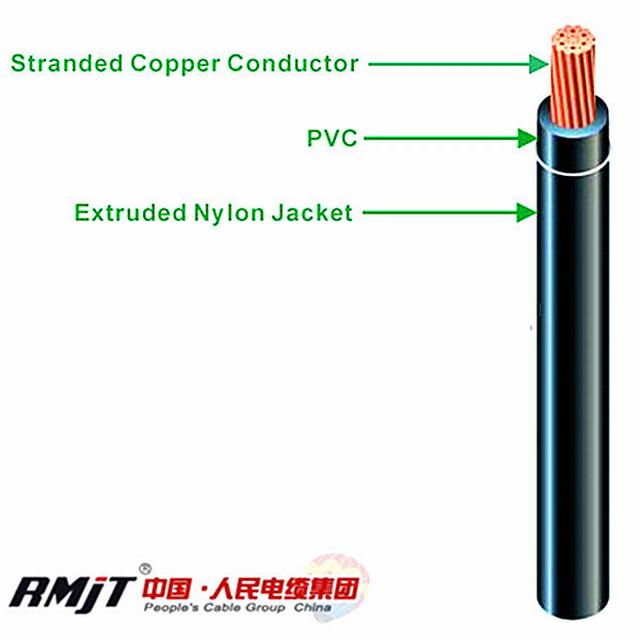 Fils de câble câble Thhn Thw/isolant en PVC veste en nylon Fil électrique