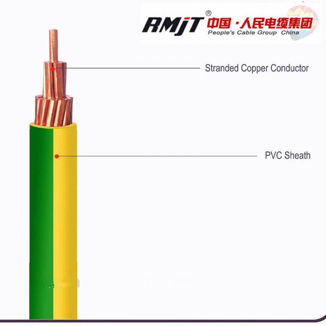  Câble électrique Y/g de fil de terre sur le fil de cuivre avec isolation PVC Y/G Câble Câble ECC