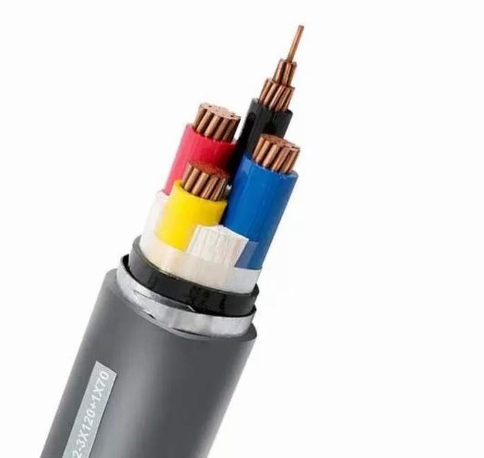 Cu Core Sta PVC Insulated Cables 3+1 Cores Steel Tape Armored Cable Zr-VV22 600V / 1000V
