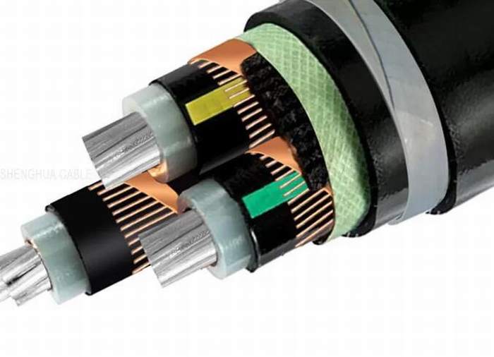 
                                 Alta tensión Cable eléctrico de vehículos blindados aislamiento XLPE Three-Core Escudo de alambre de cobre del cable al Metro Sta.                            
