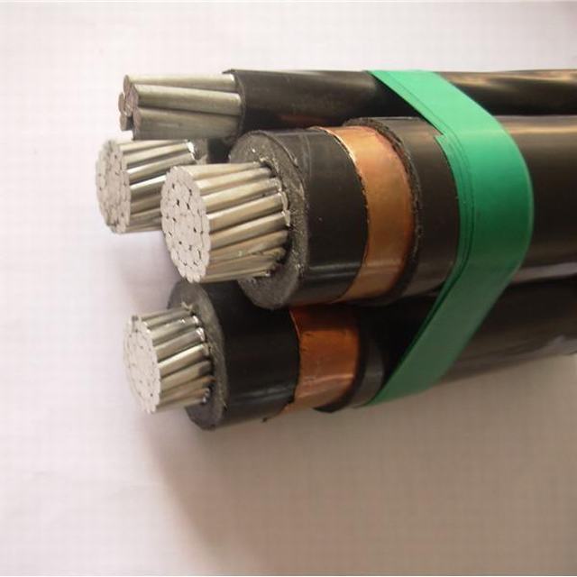 12/20kv XLPE Insulated Copper Tape Metallic Screen Bare 50 mm Steel Wire Supporting Mv Aerial Bundled Cables