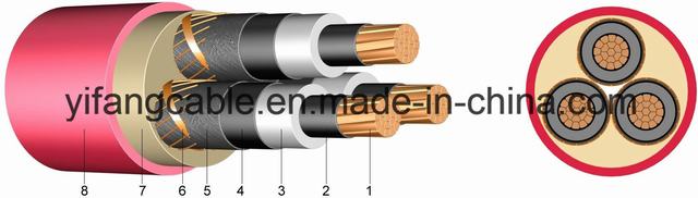  19/33 (36) Kv 3x300mm2 de conductores de aluminio recubierto de PVC aislante XLPE Vehículos blindados de cable de alimentación IEC60502 BS-6622