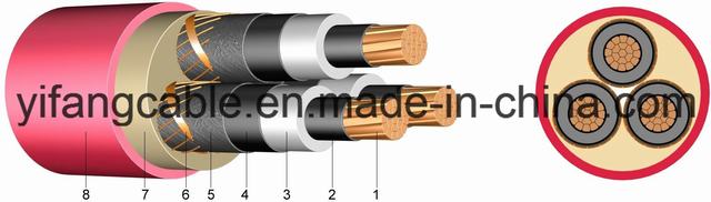  3.8/6.6 (7.2) Kv U/G 6.6KV Cables XLPE,, 3x185mm2, Conductor de cobre BS-6622 IEC 60502