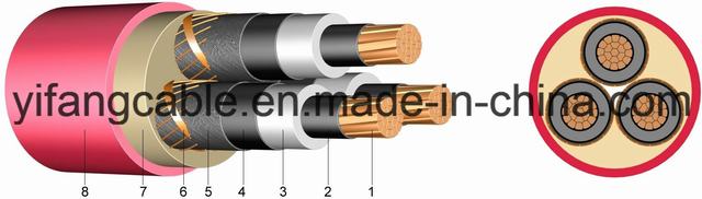  6.35/11 (12) Kv câbles U/G 11kv, XLPE, 3 coeurs, 185 Sq. mm conducteur de cuivre BS-6622 IEC 60502