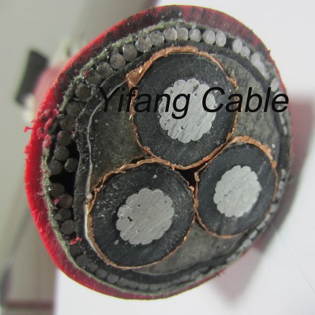  8.7/15kv de conductores de aluminio de cable de alimentación de la armadura de alambre de acero galvanizado de 3x95mm2