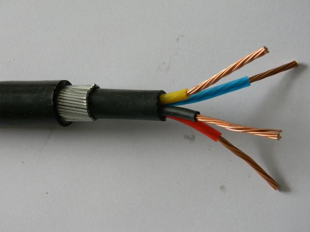  Четыре основных медного провода бронированные, с изоляцией из ПВХ, Подземные кабеля питания
