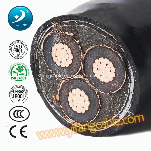  Yifang Mv Underground los cables de alimentación de energía exterior BS6622 - 6.35/11kv 3 núcleos x 35~400mm2/Cu/XLPE SWA PVC/