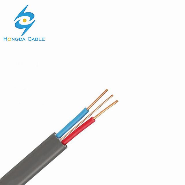 
                                 Câble de l'élévateur isolés en PVC plate 1.5mm 2.5mm 3 Core 2+E Twin solide avec la terre les câbles d'Électro                            
