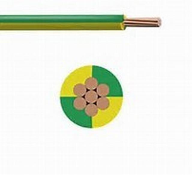  Insuated PVC Conductor de cobre trenzado único núcleo 35sqmm amarillo verde el cable de masa